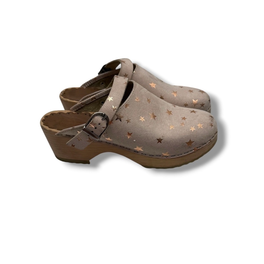 Hanna Andersson Clogs 36 Suede Rose Gold Stars Casual‎ Comfort Slip On